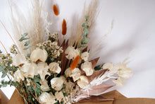 Load image into Gallery viewer, Neutral Dried Flower Bouquet with Bougainvillea, Eucalyptus, Pampas Grass, Bunny Tails, Daisies, and Palm Fans