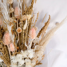 Load image into Gallery viewer, Neutral Tones Dried Fower Arrangement with Wheath, Straw Flower, Teasels, and Bunny Tails