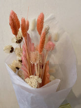 Load image into Gallery viewer, Small Dried Flower Bouquet with Bougainvillea, Bleached Yarrow, Teasels, and Bunny Tail Lagarus