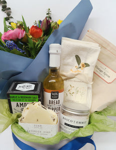 Culinary Gift Box and Fresh Flower Bouquet